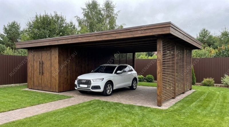 Навес для машин с хозблоком Мансор фото 1