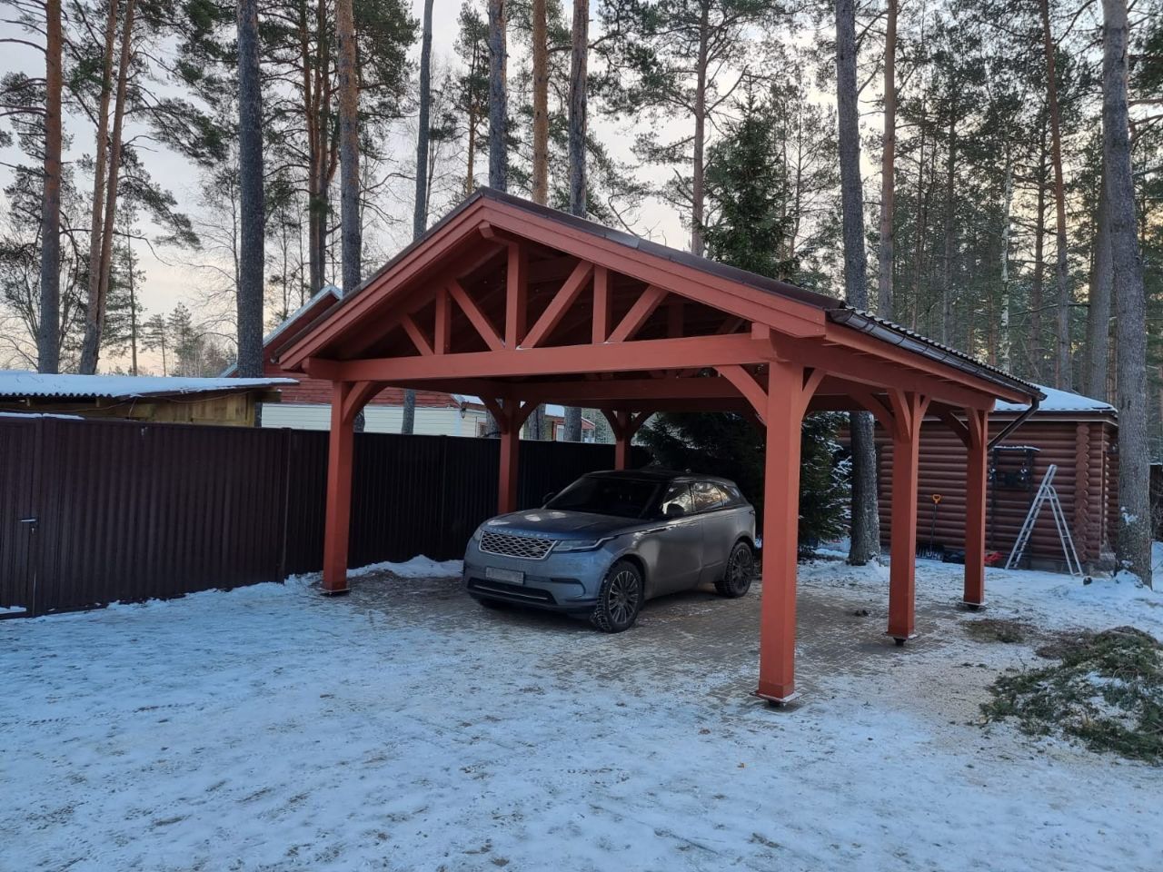 Навес для двух машин РИВЕР двухскатный